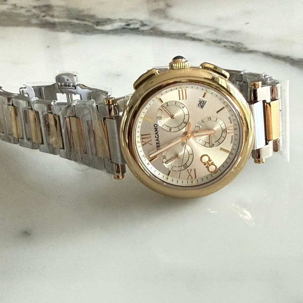 Salvatore Ferragamo SFYQ00321 Legacy Chronograph Two Tone 40mm Swiss NWT Box